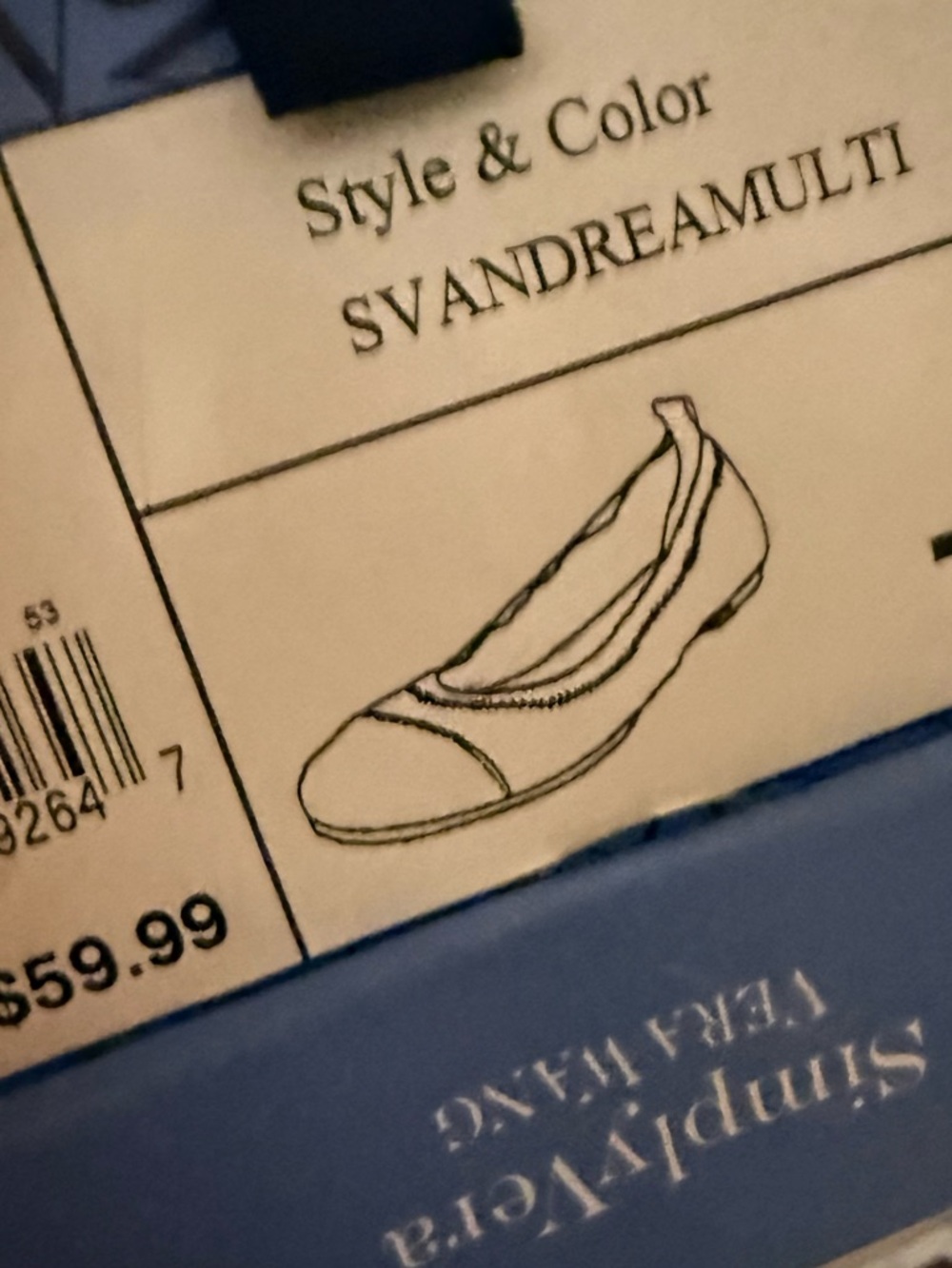 Simply Vera Vera Wang ballet flat shoes in the “SVANDREAMULTI” Style, Sz. 7.5 - Picture 4 of 4